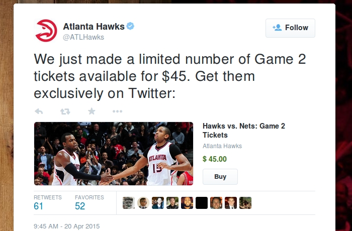 Atlanta Hawks Sell Their First Tickets Via Twitter