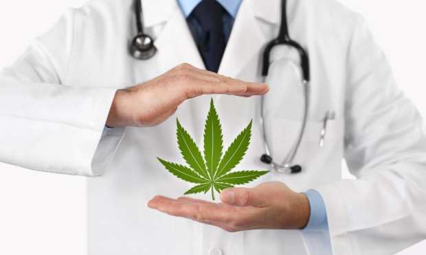 doctor with marijuana leaf