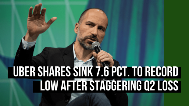 Uber Shares Sink 7.6 Pct. To Record Low After Staggering Q2 Loss