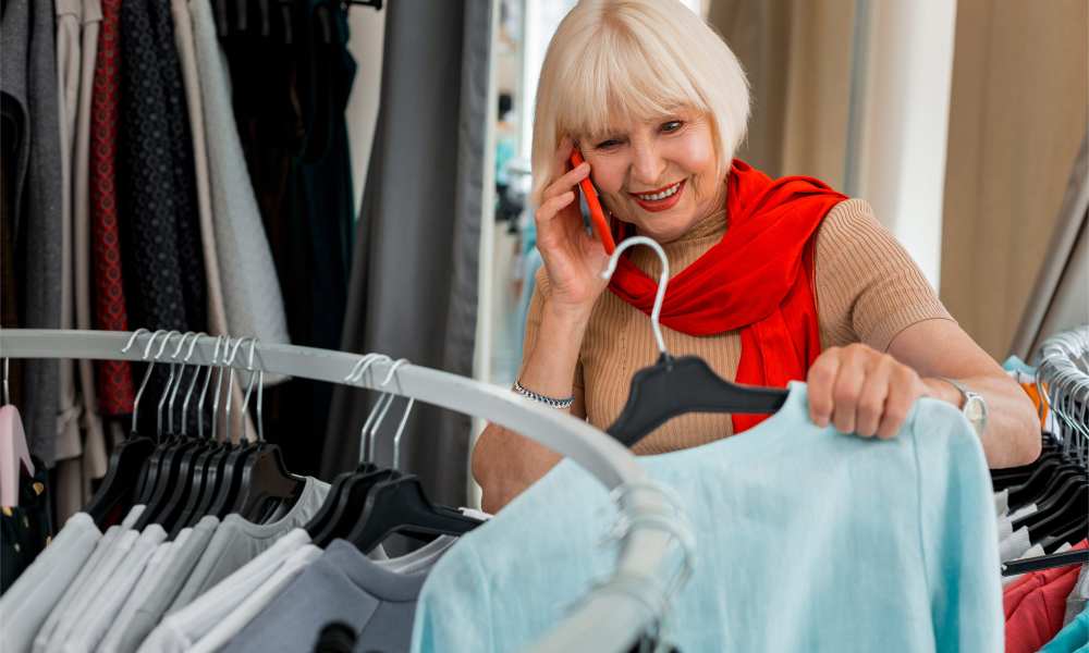 woman shopping with phone