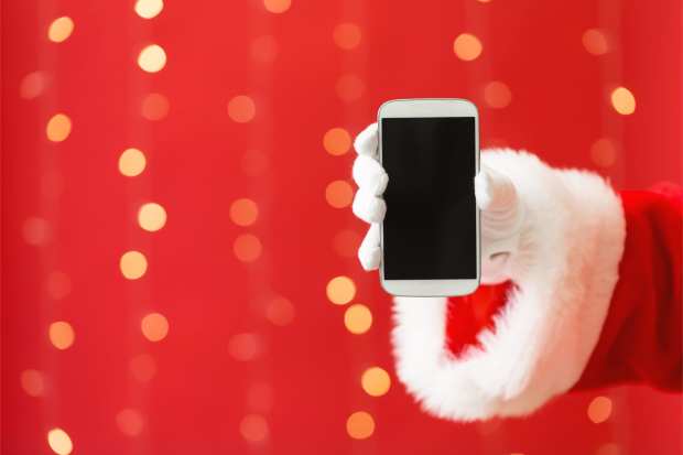 Santa with smartphone