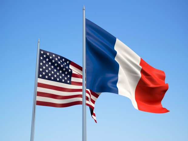 U.S. and France flags