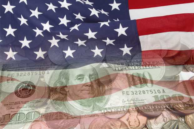 U.S. flag with currency