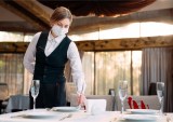 restaurant waitress with face mask