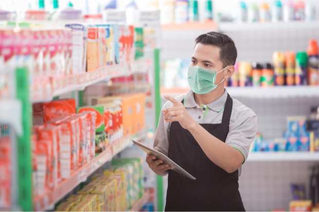 retail worker with mask