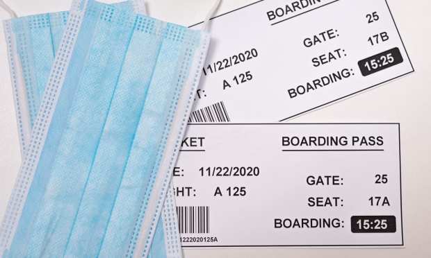 boarding passes with face masks