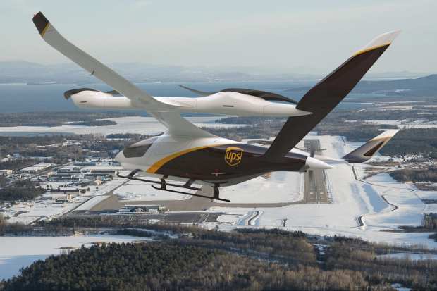 UPS flight forward, electric vertical takeoff and landing aircraft