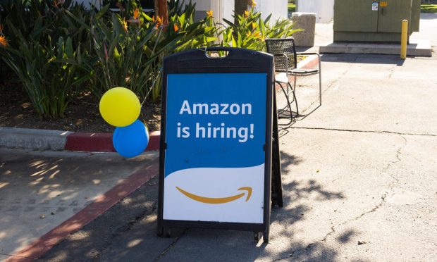 Amazon hiring sign