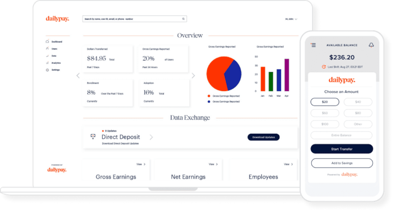 DailyPay digital wallet, payday, real-time