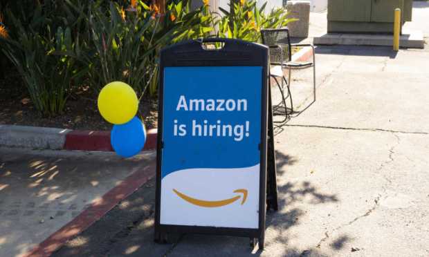 Amazon hiring sign