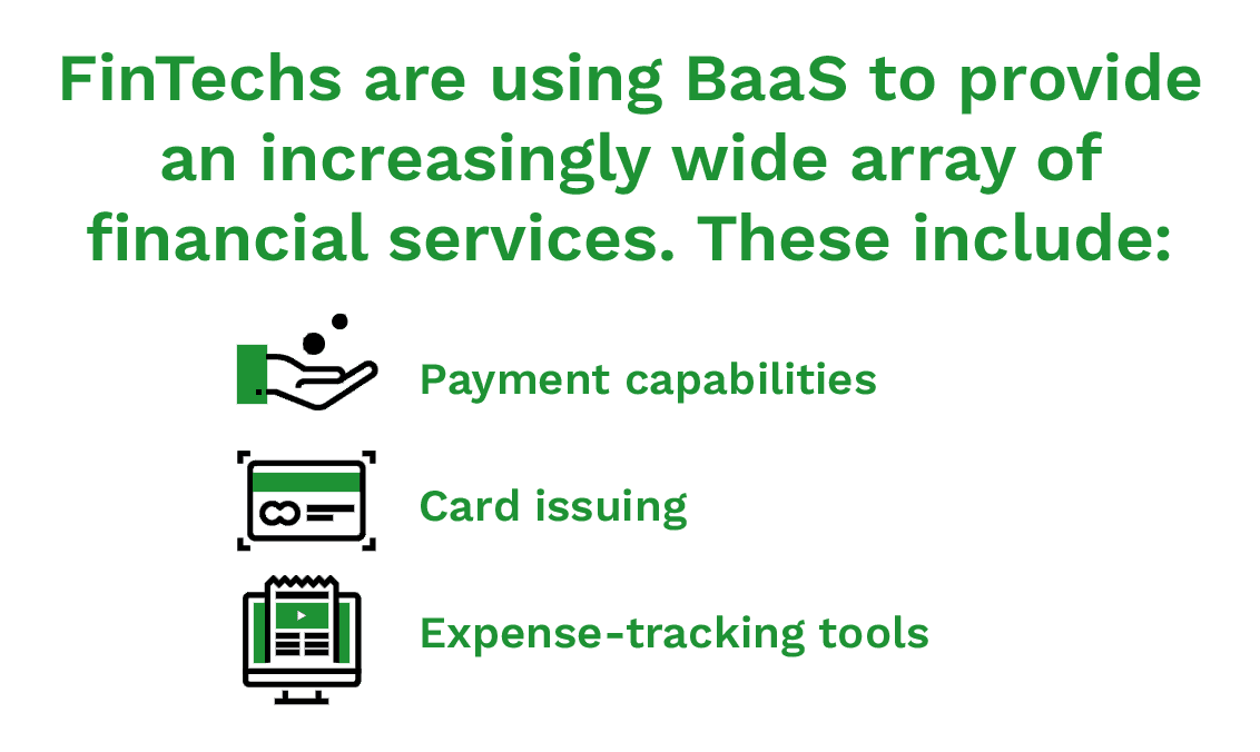 FinTechs are using BaaS to provide a wide array of financial services.
