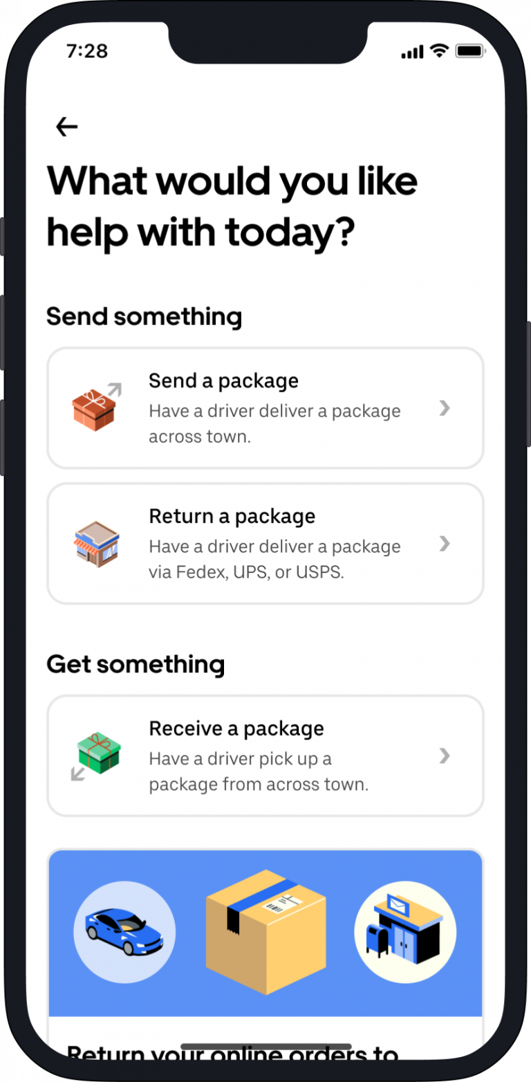 Uber Adds Returns to Package Delivery Service