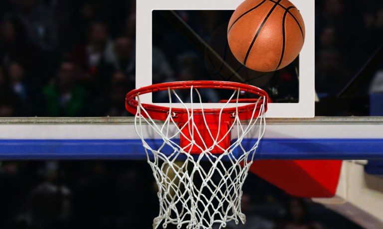 basketball hoop with ball going in