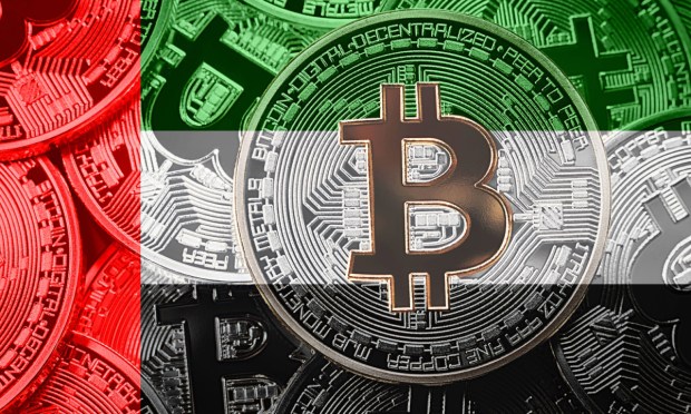 UAE flag with bitcoin