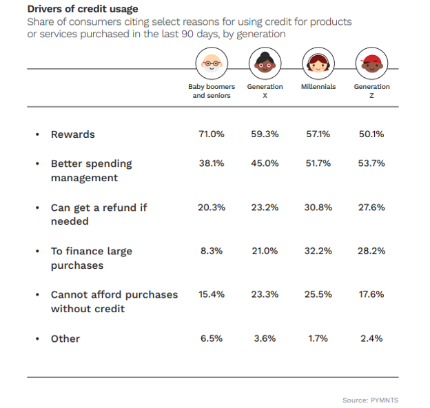credit card use, demographics, generations