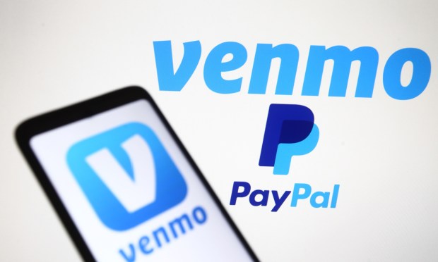 Venmo on phone and PayPal logo