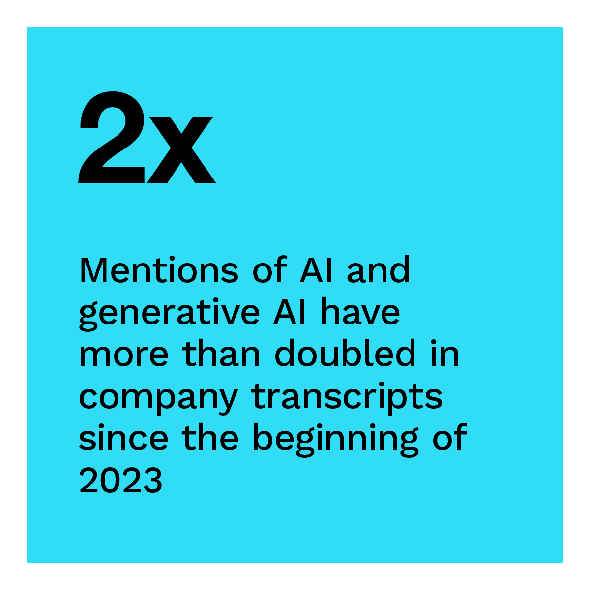 2x: Mentions of AI and generative AI have more than doubled in company transcripts since the beginning of 2023