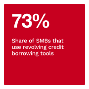 73%: Share of SMBs that use revolving credit borrowing tools