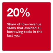 20%: Share of low-revenue AMBs that avoided all borrowing tools int he last year