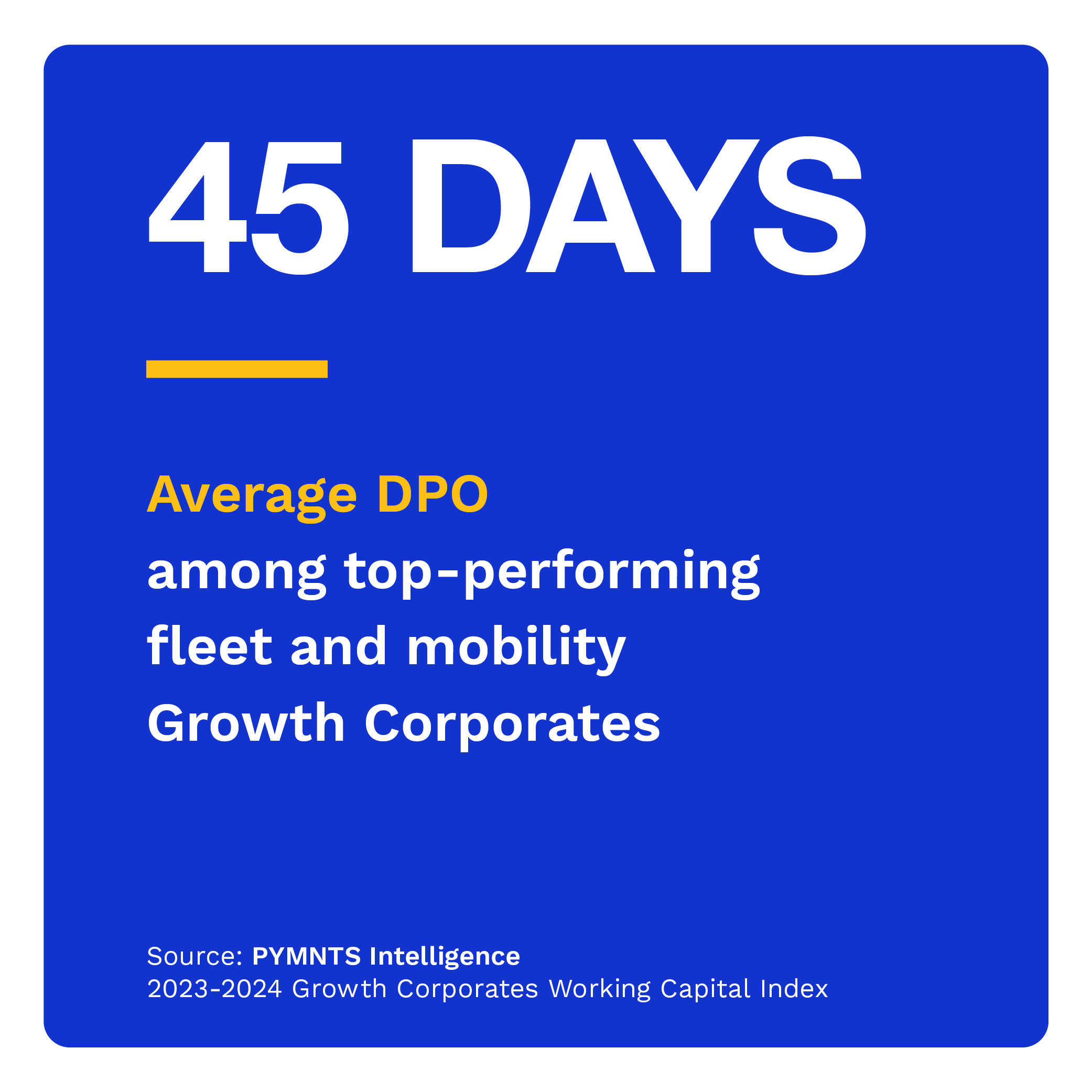 45 Days: Average DPO among top-performing fleet and mobility Growth Corporates