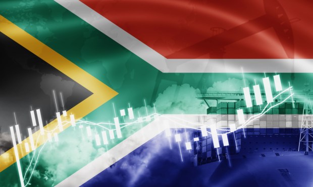 South Africa flag and stock chart