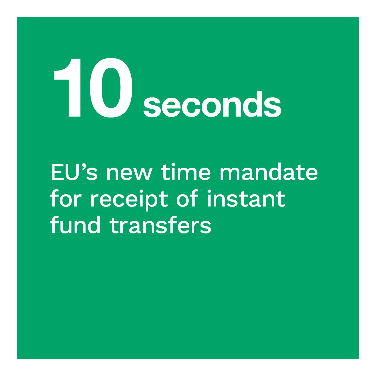 10 seconds: EU’s new time mandate for receipt of instant fund transfers