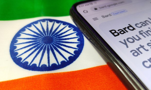 India flag and Google AI on phone
