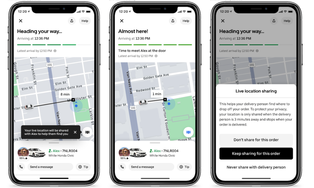 Uber Eats Adds Live Location Sharing