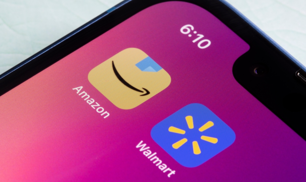 Amazon and Walmart apps on phone