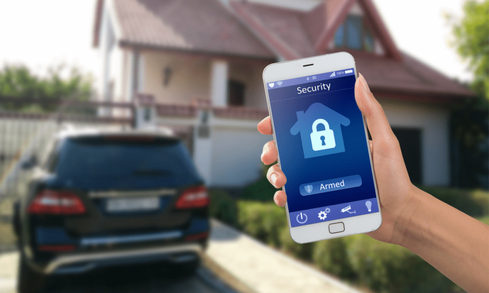 home security system on smartphone