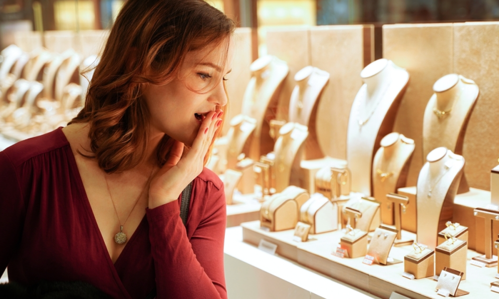 woman jewelry shopping