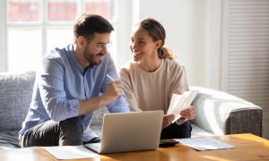 couple looking at finances
