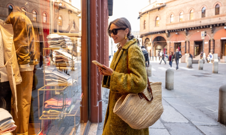 woman window shopping in Italy