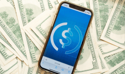 cash and phone with stablecoin symbol