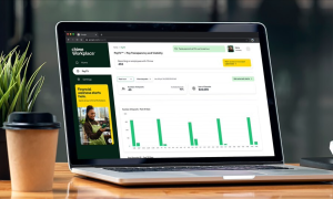 Chime payroll program on laptop