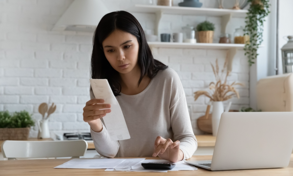 woman paying bills