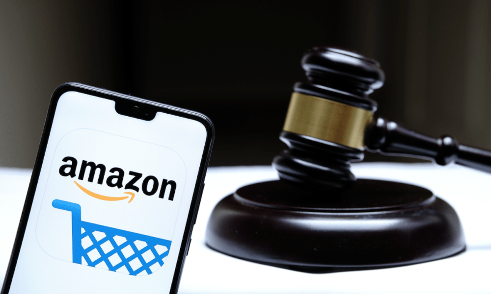 Amazon app and court gavel