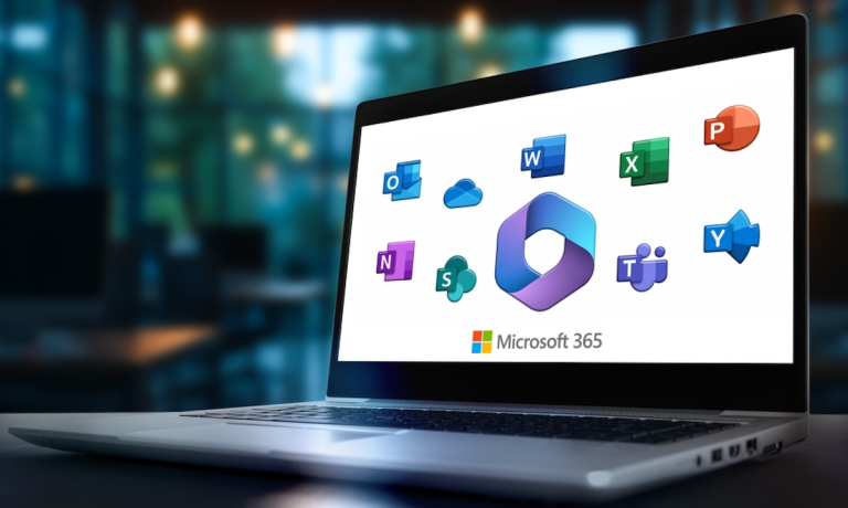 Microsoft apps on laptop screen