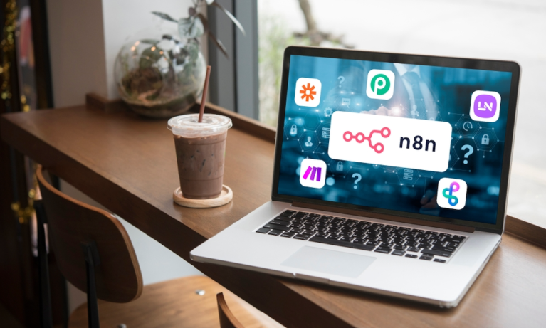 n8n on laptop screen