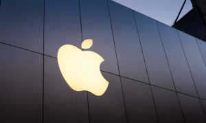 Apple logo on building