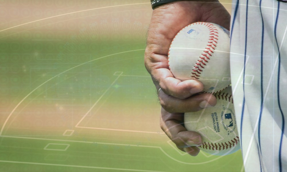 baseballs in player's hand