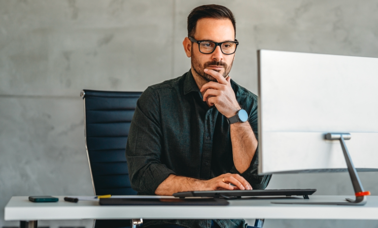 businessman at computer