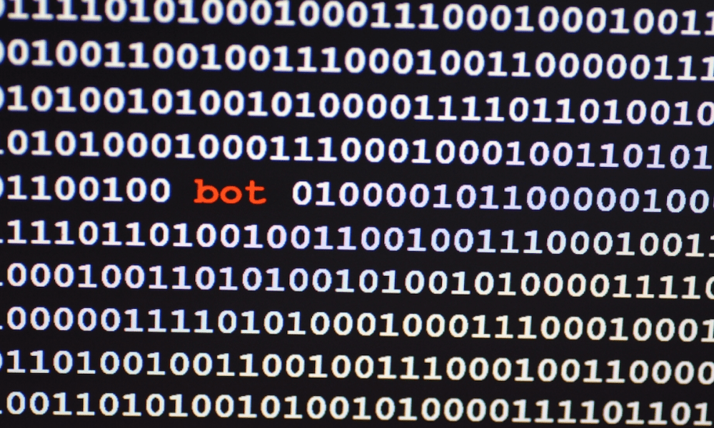 computer code numbers with bot in center