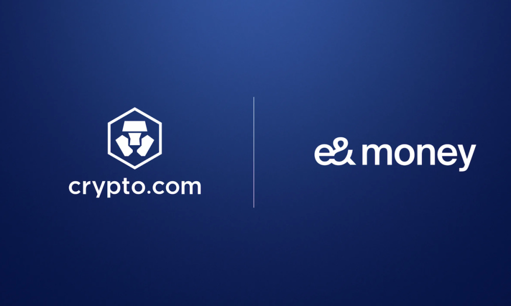Crypto.com and e& money logos