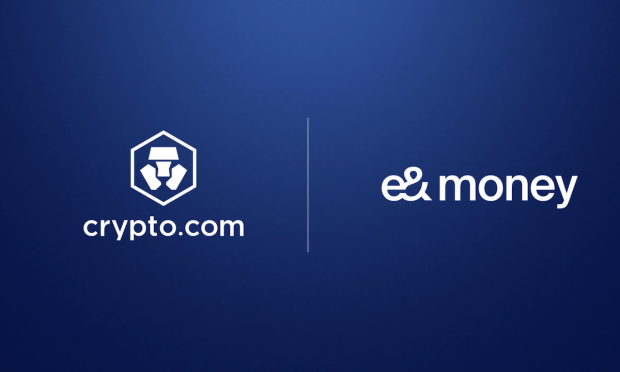 Crypto.com and e& money logos