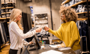 retail clerk and customer