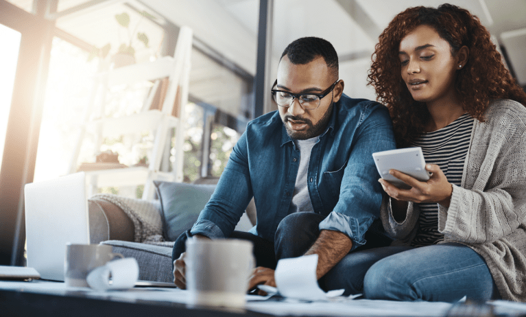 couple looking at finances