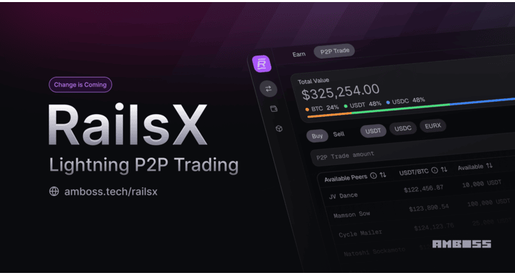 Amboss Unveils RailsX: The First Lightning-Native DEX for P2P Bitcoin and Stablecoin Trading