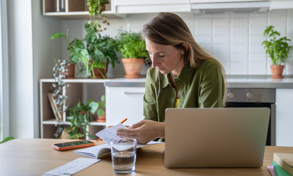 woman paying bills