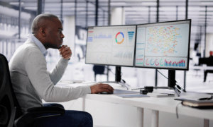 financial officer at computer